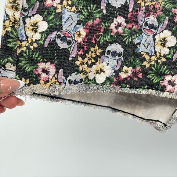 Disney Lilo & Stitch Colorful Tropical Floral Cutoff Denim Shorts Size 7 - Picture 8 of 13